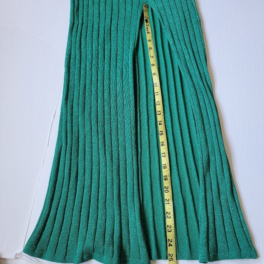 Surf GypsyWomen's Green Metallic Rib Maxi Skirt. - Picture 5 of 9
